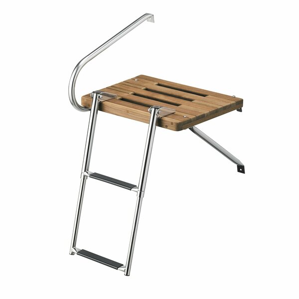 Whitecap Teak Teak Swim Platform with 2-Step Telescoping Ladder 68900